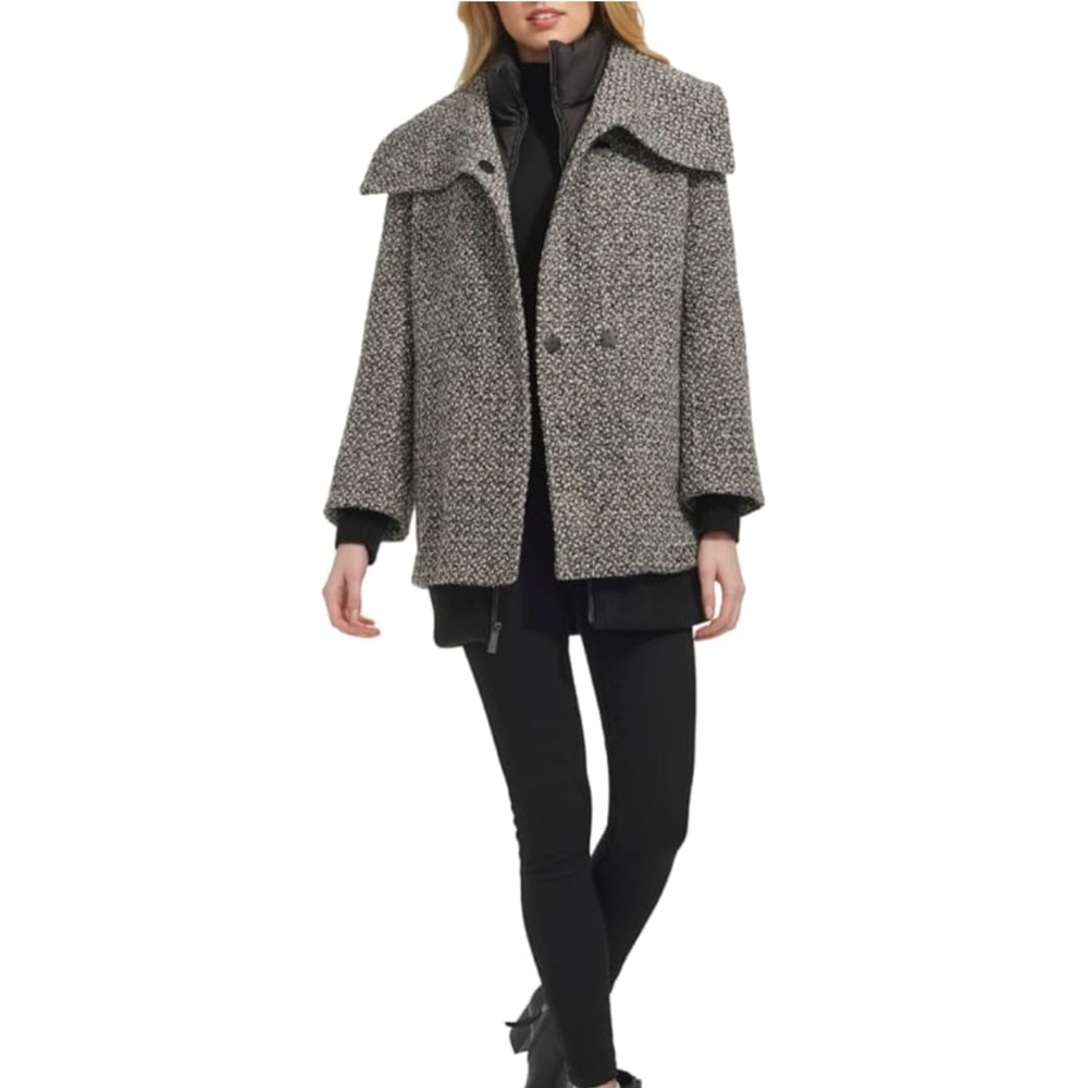 NWOT ✨ Kenneth Cole Inner Bib Quilted Tweed Coat